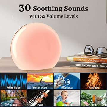 Meditation White Noise Sound Machine with 30 Soothing Sounds 12 Colors Night Light 10 Brightness Lev...
