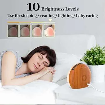 Meditation White Noise Sound Machine with 30 Soothing Sounds 12 Colors Night Light 10 Brightness Levels 32 Volume Level 4 Timers and Memory Function Sleep Machine for Baby Kids Adults (Wood Grain)