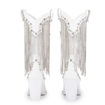 Dolls Kill Present Perfect Cowboy Boots by Sugar Thrillz - Vegan Leather Footwear With Rhinestone Fr...