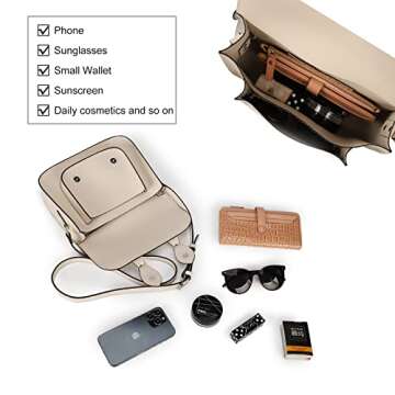 Gladdon Small Messenger Bag for Women Vegan Leather Crossbody Bags Travel Satchel Shoulder Purses Beige