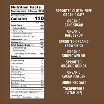 Organic Sprouted Oat Quinoa Cacao Granola Vegan Gluten-Free