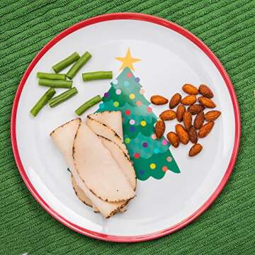 Tiny Expressions – Holiday Plates for Kids with Colorful Christmas Tree| Set of 4 Melamine Dishes for Children