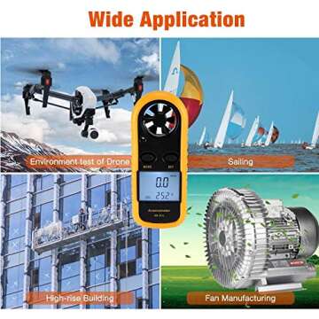 Amgaze Anemometer Handheld, Digital LCD Backlight Wind Speed Meter Gauge, Light Weight Air Flow Velo...