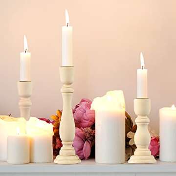SDUSEIO 3 Pieces Wooden Candle Holders Wooden Farmhouse Candlesticks Unfinished Pillar Taper Candle Holders for DIY Spiral Taper Candle Home Decor,4.92inch,6.88inch,7.87inch