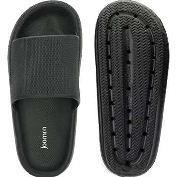 Joomra Womens Pillow Slippers Foam Bathroom Sandals Open Toe Pool Beach House Summer Outdoor Non Slip Soft Slipers Thick Sole Cloud Slides Sandles Black 37-38