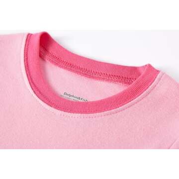 Dolphin&Fish Girls Pajamas 100% Cotton Soft Long Sleeve Toddler Pjs Kids Bunny Sleepwear Clothes 3T Pink