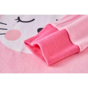 Dolphin&Fish Girls Pajamas 100% Cotton Soft Long Sleeve Toddler Pjs Kids Bunny Sleepwear Clothes 3T Pink