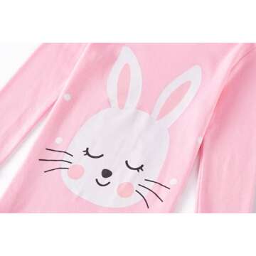 Dolphin&Fish Girls Pajamas 100% Cotton Soft Long Sleeve Toddler Pjs Kids Bunny Sleepwear Clothes 3T Pink