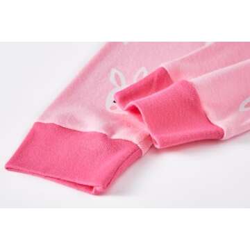 Dolphin&Fish Girls Pajamas 100% Cotton Soft Long Sleeve Toddler Pjs Kids Bunny Sleepwear Clothes 3T Pink