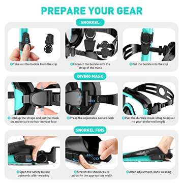 Mask Fins Snorkel Set for Adults Men Women Dry Top Snorkel Diving Flippers Snorkeling Gear Diving Mask with Gear Bag for Snorkeling Swimming Scuba Diving Training