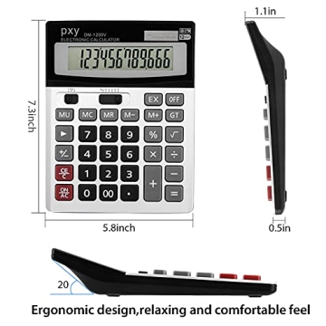 Large Button Dual Power Desktop Calculator with LCD Display