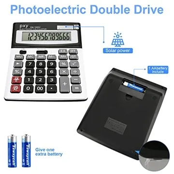 Large Button Dual Power Desktop Calculator with LCD Display