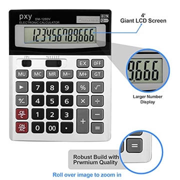 Large Button Dual Power Desktop Calculator with LCD Display