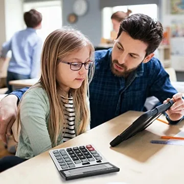 Large Button Dual Power Desktop Calculator with LCD Display