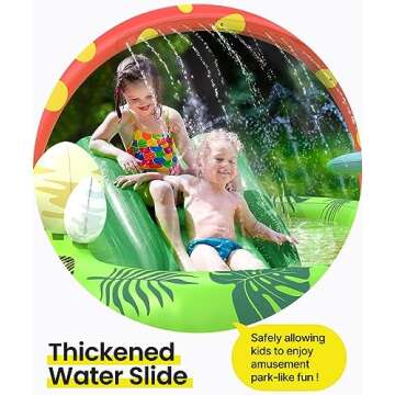 Inflatable Kids Pool, Airefina Dino Planet Inflatable Play Center Kiddie Pool with Water Slide, Ultr...