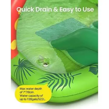 Inflatable Kids Pool, Airefina Dino Planet Inflatable Play Center Kiddie Pool with Water Slide, Ultra Thick 97"x76"x41" Toddler Pool with Play Ball Hoop, for Backyard, Garden, Water Park, Ages 3+