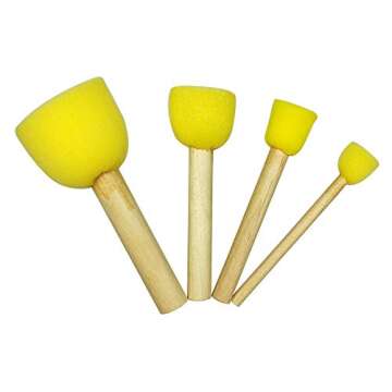48PCS Assorted Size Round Paint Foam Sponges Brush Set Paint Tools for Kids Arts Stippler Crafts Stencils Painting