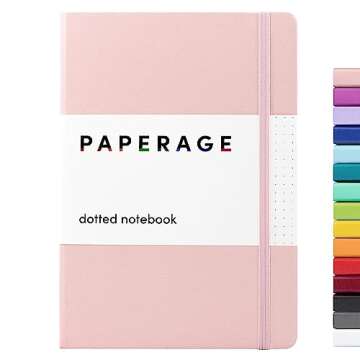 PAPERAGE Dotted Journal Notebook, (Blush), 160 Pages, 5.7 inches x 8 inches - 100 GSM Thick Paper, Hardcover with Felt Tip Pens, (Black Ink), 12 Pack & Pastel Recycled Highlighters (6 Pack) Bundle