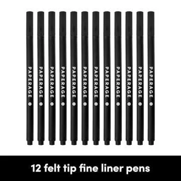 PAPERAGE Dotted Journal Notebook, (Blush), 160 Pages, 5.7 inches x 8 inches - 100 GSM Thick Paper, Hardcover with Felt Tip Pens, (Black Ink), 12 Pack & Pastel Recycled Highlighters (6 Pack) Bundle