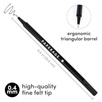 PAPERAGE Dotted Journal Notebook, (Blush), 160 Pages, 5.7 inches x 8 inches - 100 GSM Thick Paper, Hardcover with Felt Tip Pens, (Black Ink), 12 Pack & Pastel Recycled Highlighters (6 Pack) Bundle