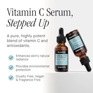 Brandefy Vitamin C Face Serum 15% L. Ascorbic Acid, Ferulic Acid .5% + Vitamin E for Self Care and B...