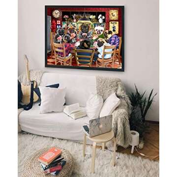 Pug Jigsaw Puzzle - Pug Puzzles for Adults 1000 Piece - Dogs Playing Poker