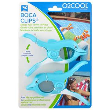 O2COOL Dolphin BocaClips, Beach Towel Holders, Clips, Set of Two, Beach, Patio or Pool Accessories, ...