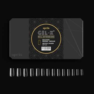 Apres Gel-X® Scupted Square Medium Tip Box | 500pc Gel-X Tips, 11 Sizes 00-9, Premium Quality