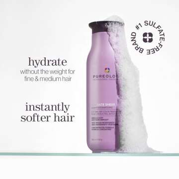 Pureology Hydrate Sheer Nourishing Shampoo | For Fine, Dry Color Treated Hair | Sulfate-Free | Silic...