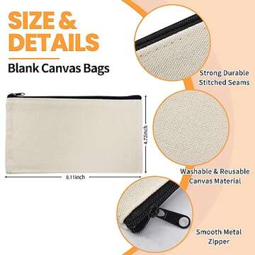 Pabues 34 Pack Blank DIY Craft Bags - Beige Cosmetic Pouches for Creative Use