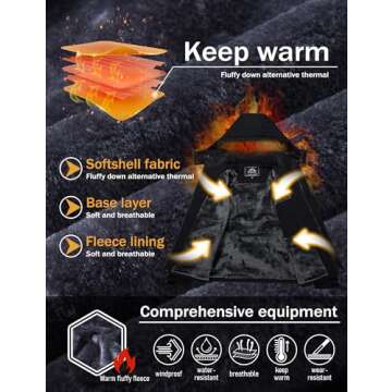 MAGCOMSEN Snowboarding Jackets for Men Warm Waterproof Jacket Ski Jacket Military Tactical Jacket Coat Winter Parka with Hood Raincoat (US M=CN 2XL)