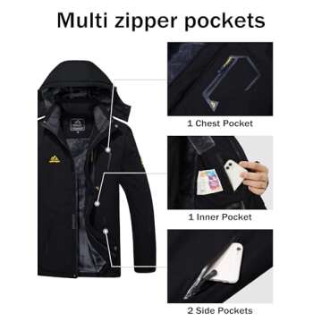 MAGCOMSEN Snowboarding Jackets for Men Warm Waterproof Jacket Ski Jacket Military Tactical Jacket Coat Winter Parka with Hood Raincoat (US M=CN 2XL)