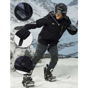 MAGCOMSEN Snowboarding Jackets for Men Warm Waterproof Jacket Ski Jacket Military Tactical Jacket Coat Winter Parka with Hood Raincoat (US M=CN 2XL)