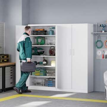 Letaya Metal Storage Cabinet with Lock Door Adjustable Shelf,72" Steel Lockers for Office, Home,Scho...