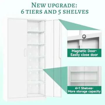 Letaya Metal Storage Cabinet with Lock Door Adjustable Shelf,72" Steel Lockers for Office, Home,School,Kitchen,Garage Tool Utility Cabinet (2 Door-White)