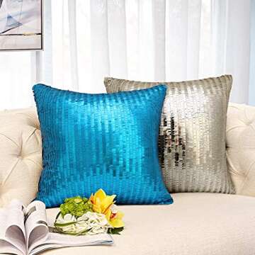Merrycolor Glitter Sequin Pillow Cover for Home Decor
