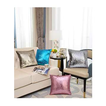 Merrycolor Glitter Sequin Pillow Cover for Home Decor