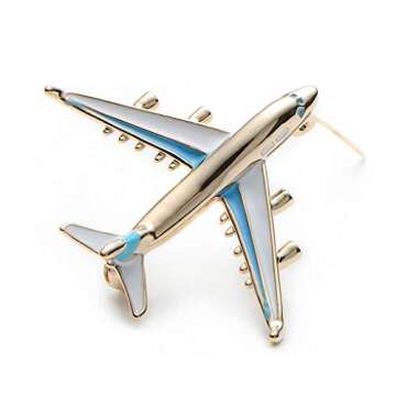 Alloy Airplane Brooch Pins Enamel Red Blue Plane Luxury Brand Brooches Blue