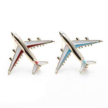 Alloy Airplane Brooch Pins Enamel Red Blue Plane Luxury Brand Brooches Blue