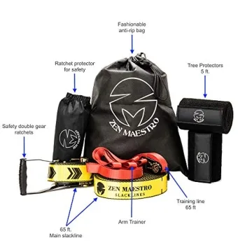 Zen Maestro Slackline Kit 65ft for Outdoor Fun and Fitness