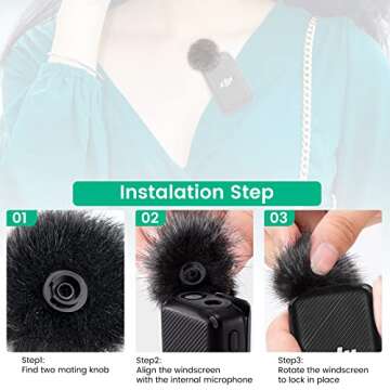 Microphone Windscreen Wind Muff Compatible with DJI MIC Wireless Lavalier Microphone,Furry Cover(2-Pack)