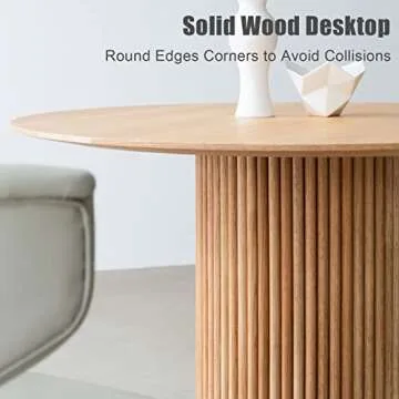 QQXX Round Pine Solid Wood Dining Table,Simplicity Kitchen Table with Wooden Pedestal Base,Leisure Coffee Table Dining Room Table Restaurant Furniture(27.6" L x 27.6" W x 29.5" H, Light Wood)