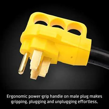 50 amp RV Generator Extension Cord, Heavy Duty Pure Copper with Handle, 14-50P Male and SS2-50R Twist Locking Female, 6AWG3C+8AWGC, ETL Listed (15 ft) by ClearMax