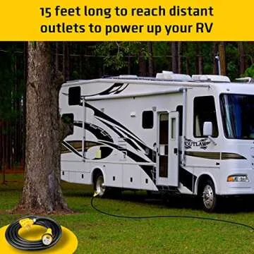 50 amp RV Generator Extension Cord, Heavy Duty Pure Copper with Handle, 14-50P Male and SS2-50R Twist Locking Female, 6AWG3C+8AWGC, ETL Listed (15 ft) by ClearMax