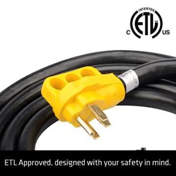 50 amp RV Generator Extension Cord, Heavy Duty Pure Copper with Handle, 14-50P Male and SS2-50R Twist Locking Female, 6AWG3C+8AWGC, ETL Listed (15 ft) by ClearMax