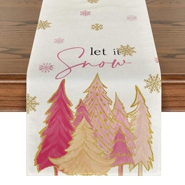 Artoid Mode Pink Christmas Tree Winter Table Runner