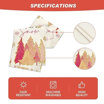 Artoid Mode Pink Christmas Tree Winter Table Runner