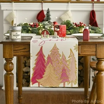 Artoid Mode Pink Christmas Tree Winter Table Runner