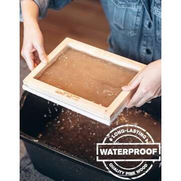Waterproof Paper Making Screen Kit to Craft Your Own Handmade A5 Paper: Wood Deckle, Mesh Screen, Pl...