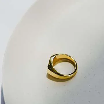 Aurelia Mae Black Enamel Oval Statement Ring 18K Gold